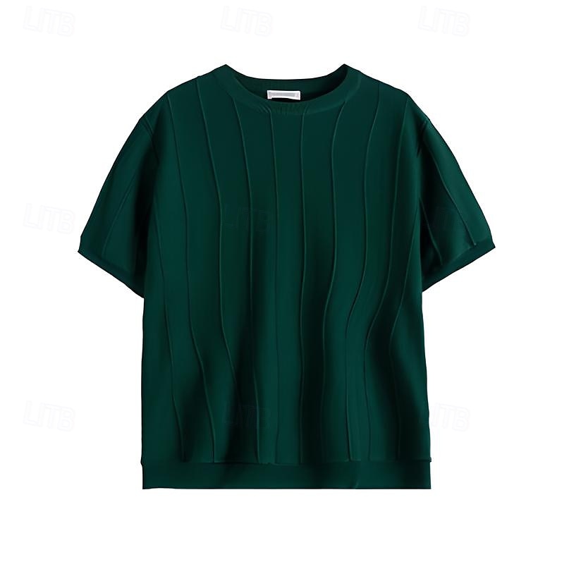 Men's T Shirt Short Sleeve Crew Neck Summer Spring Vertical Stripes Knitwear Elegant Vacation Knitting School Vacation Home Dark Red Black White Top Tee for Men 2025 - $27.99 –P7
