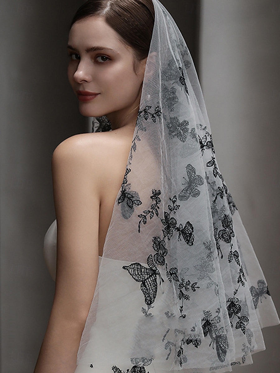One-tier Comtemporary / Stylish Wedding Veil Elbow Veils with Faux Pearl Tulle 2025 - $23.99 –P1