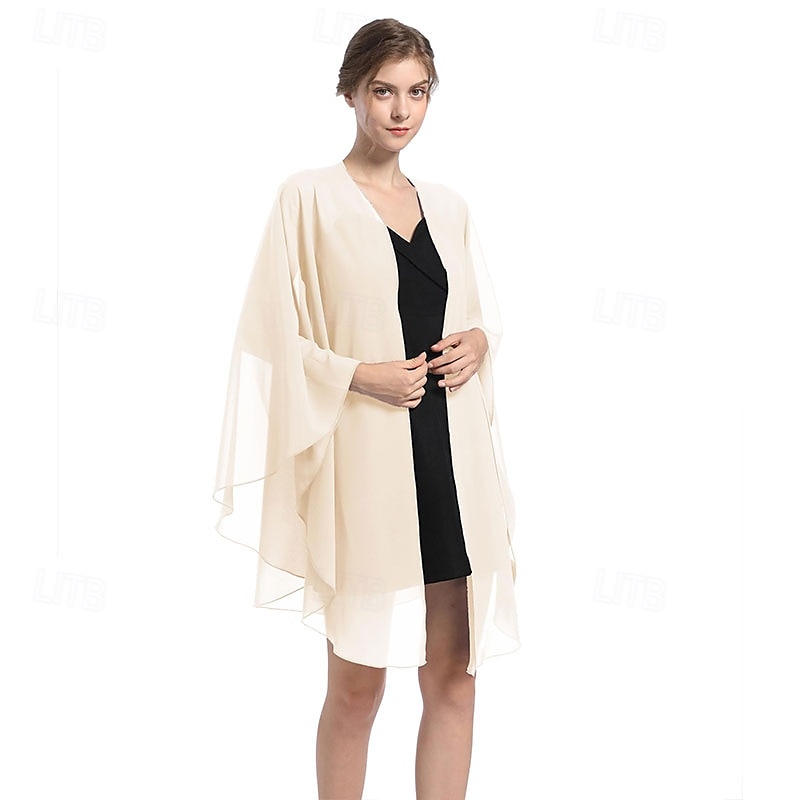 scialli e mantelle in chiffon, scialle per feste di nozze, sciarpa per donna, abito da sera da sposa, abiti per occasioni speciali del 2025 a $29.99 –P6