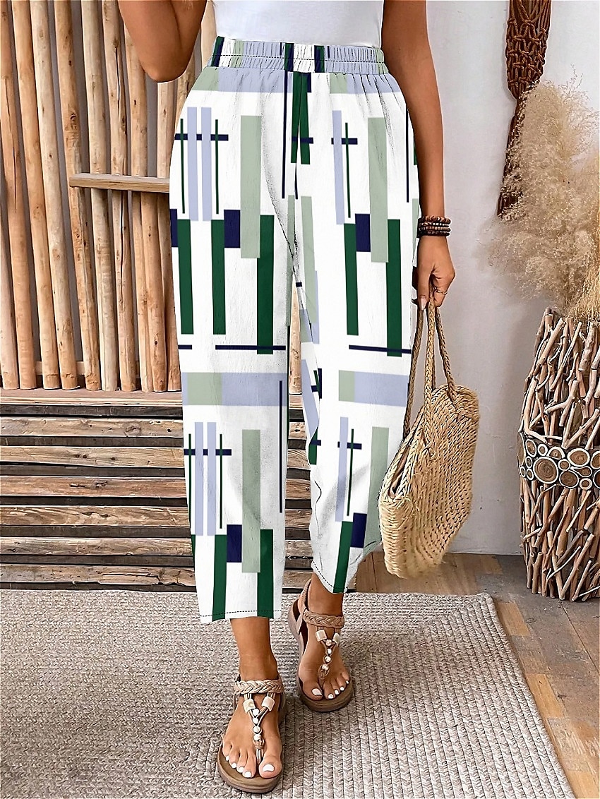 dámské eu / us velikost kalhoty capri kalhoty chino délka po lýtka přírodní grafika kostkovaný vzorovaný patchwork stylový potisk prodyšnost měkký outdoorový mikroelastický ležérní denní festival 2025 - $16.99 –P5