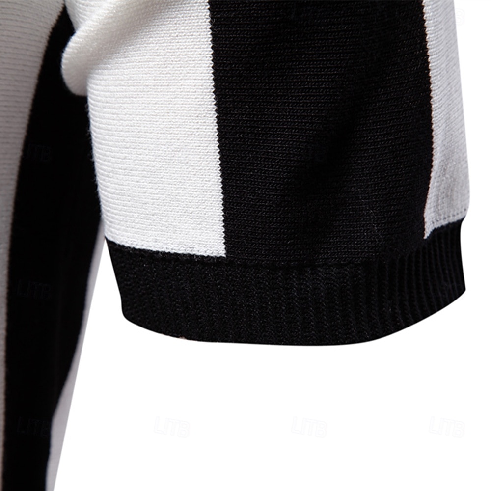 Per uomo Polo Maglione polo lavorato a maglia Formale Lavoro Collo ripiegato Manica Corta Confortevole Stile Vecchio Denaro A righe Strisce verticali Stripe-Trim Righe Primavera Nero Giallo Blu marino del 2025 a $27.99 –P5
