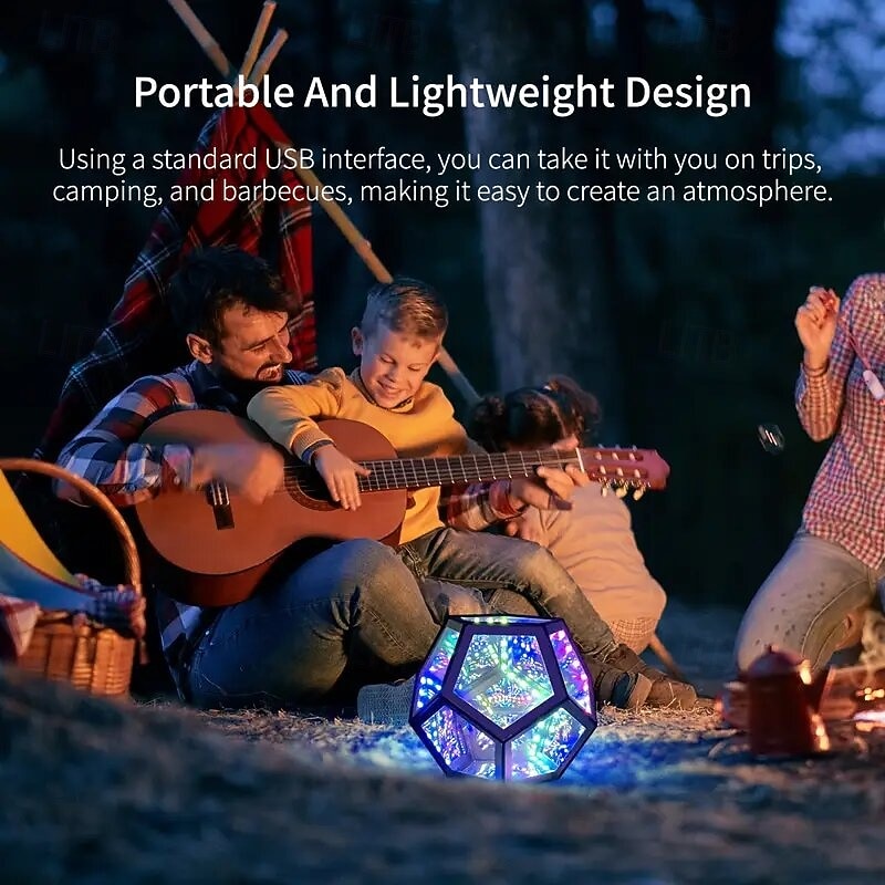 Vibrant Infinity Dodecahedron Neon Sign - USB Powered Multi-Color Illumination Durable Plastic Tabletop Ambient Light - Perfect for Party Decor Celebration Birthday Xmas Wedding Unique Gift Led 2025 - $65.99 –P4