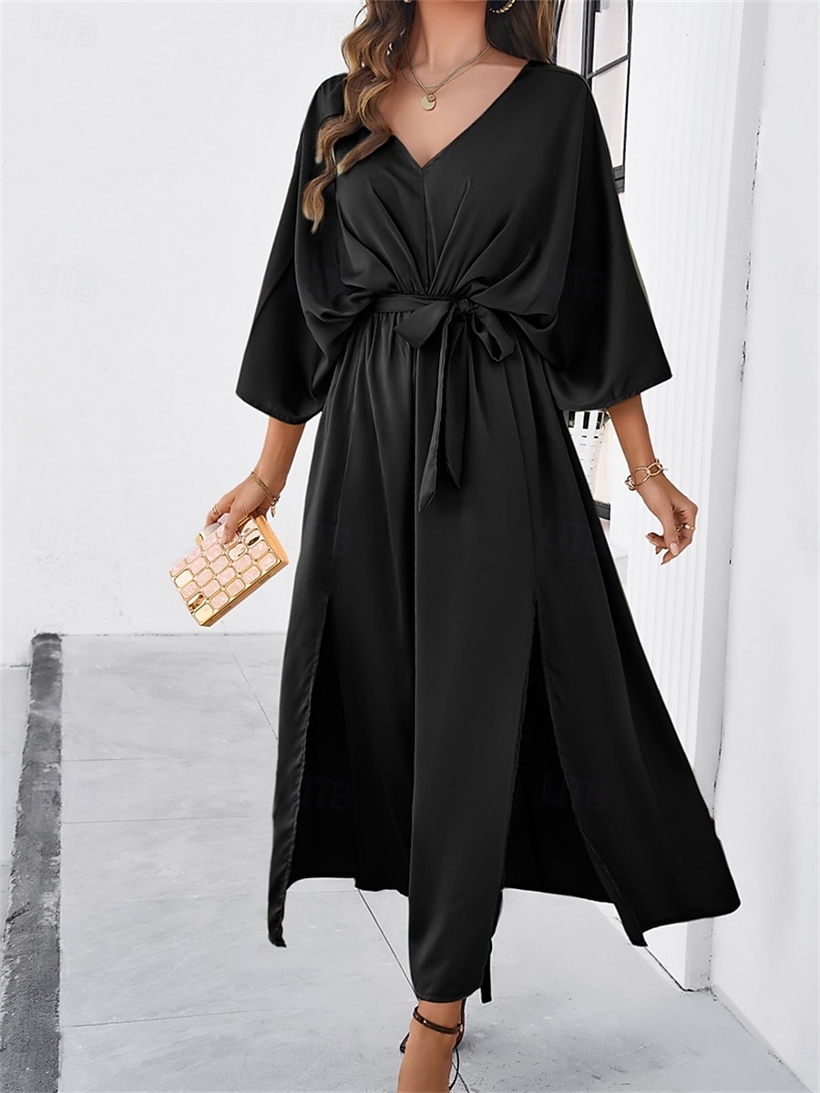 Rochie de absolvire pentru femei rochie maxi rochie de lucru rochie de petrecere casual formal manșon batwing vacanță formală petrecere regular fit grafic manșon scurt gât în V negru șampanie vin 2025 - $41.99 –P24