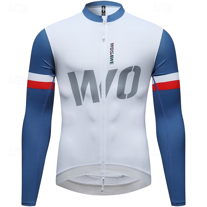 Homme Maillot de cyclisme Bloc de Couleur manche longue Cyclisme Maillot avec 3 poches arrière VTT Vélo tout terrain Séchage Rapide Respirant Des sports Blanche Bleu Vêtement Tenue de 2025 ? $61.99 –P8