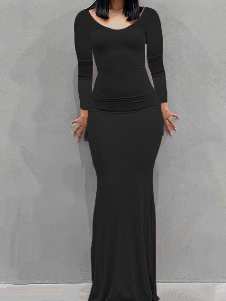 Pentru femei Rochie Maxi Rochie Bodycon Rochie Fit And Flare Petrecere Oficial Oficial Petrecere Fit regulat Grafic Manșon Lung Stil Nautic Negru Galben Roz Îmbujorat Roșu Vin Vară 2025 - $21.99 –P1