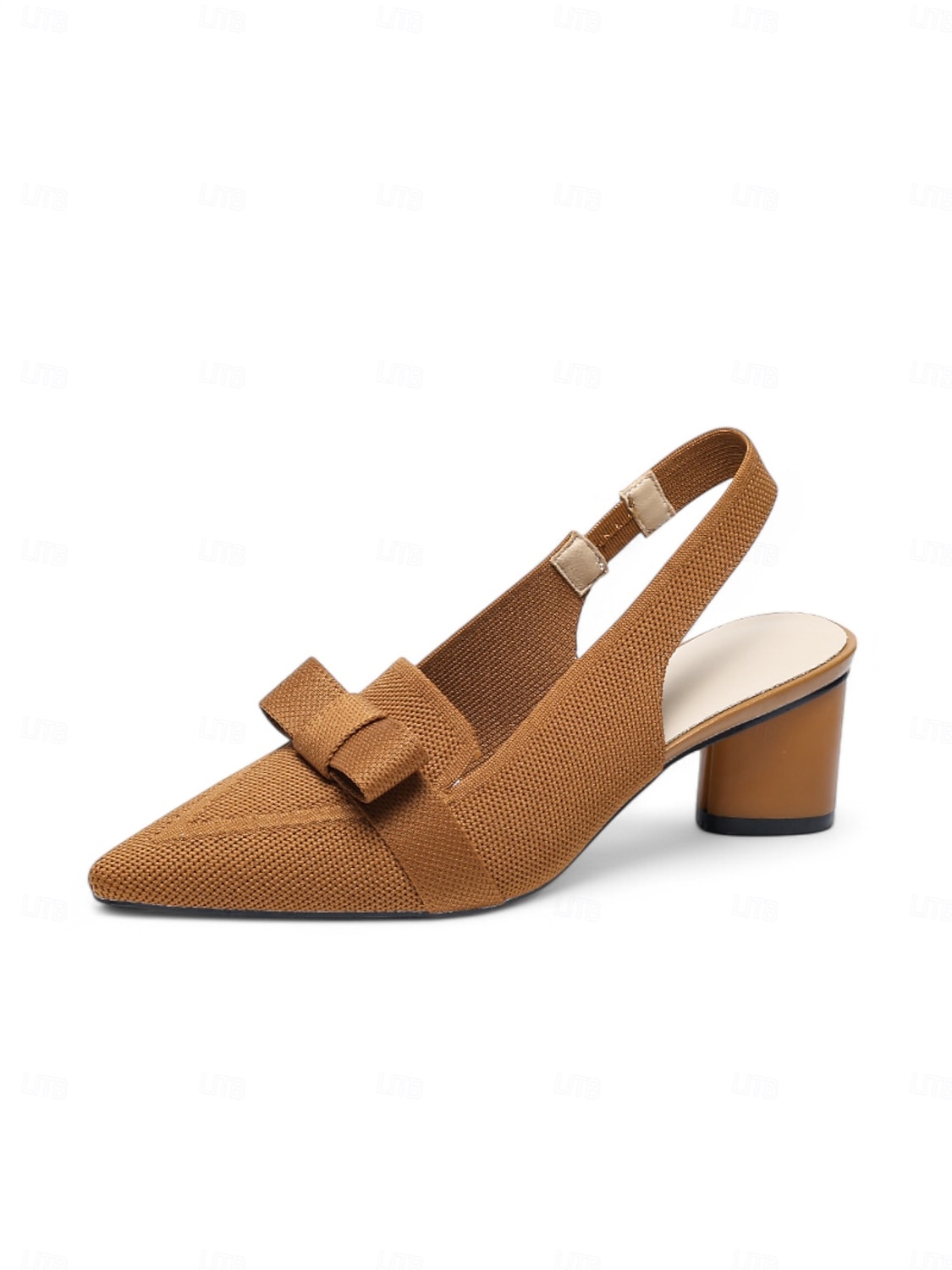 slingback sarok masnival, flyknit hálós felsőrésszel és blokksarkúval elegáns irodai viselethez és esti rendezvényekhez 2025 - $34.99 –P10