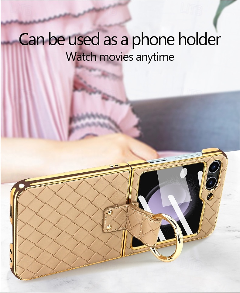 телефон Кейс для Назначение SSamsung Galaxy Z-флип 6 Z Flip 5 Z Flip 4 Z Flip 3 Кейс на заднюю панель Кольцо Пряжка Защита от удара Ретро Кожа PU 2025 - $24.99 –P4
