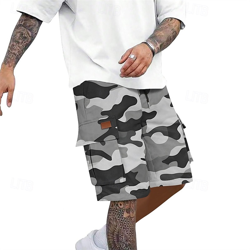 Homens Bermuda Cargo Shorts camuflados Calção Shorts de verão Com Cordão Cintura elástica Bolso multi Côr Camuflagem Conforto Vestível Comprimento do joelho Ao ar livre Esporte Diário Moda Casual de 2025 por $18.99 –P3
