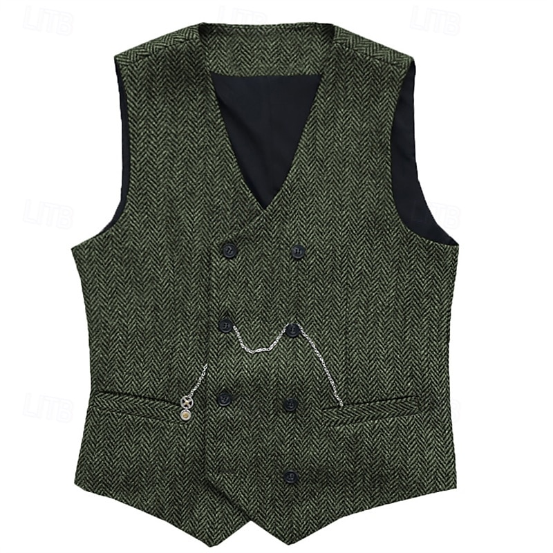 Herre سترة Veste Gilet Feriereise Daglig Bryllupsfest Stevnemøte Mote Fritid Vår Høst Knapper Lomme Polyester Bekvem عادي Dobbeltkneppet V-hals Normal Sølv Svart Rød Burgunder Vest 2025 - $37.99 –P8