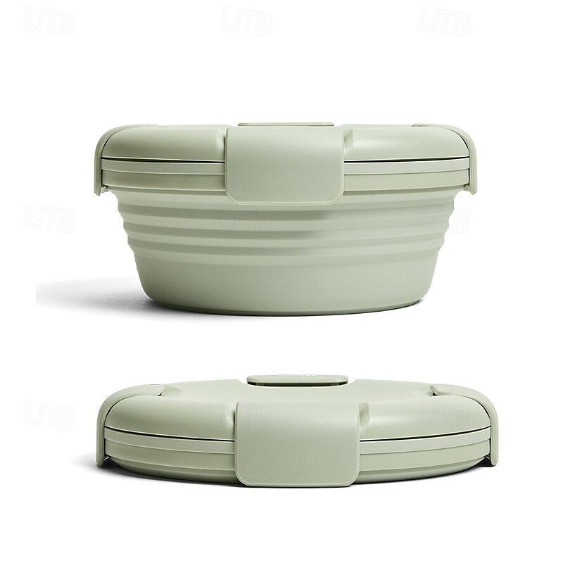hopfällbar matbehållare i silikon  & reseskålsset - läckagesäker, bpa-fri  & platsbesparande för camping  & resa 2025 - $23.99 –P7
