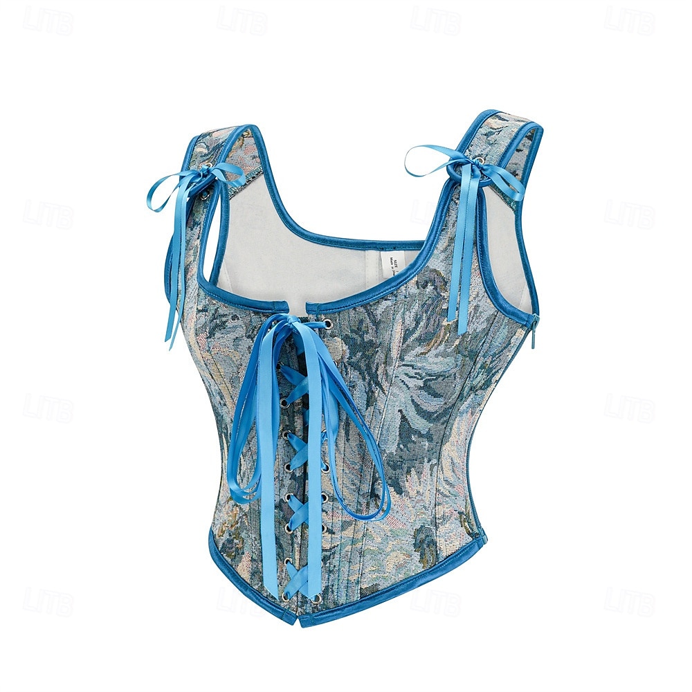 Retró Középkori Reneszánsz Fűző Prsluk Bustier Ren Faire Fűzős Virágos Jacquardszövet Női Kelta Fantasy királyi Mindszentek napja Farsang Parti Alkalmi / Napi LARP Felnőttek Fűző 2025 - $27.99 –P2