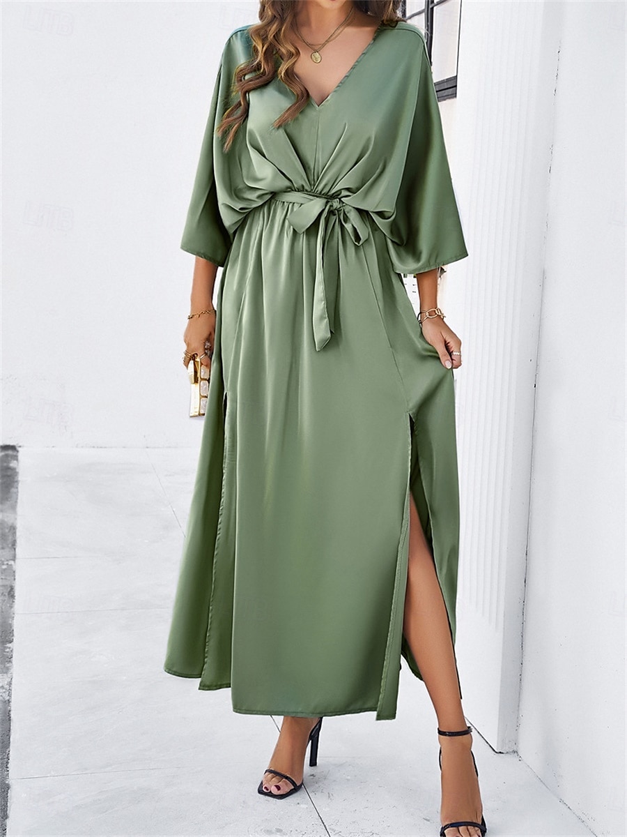 Rochie de absolvire pentru femei rochie maxi rochie de lucru rochie de petrecere casual formal manșon batwing vacanță formală petrecere regular fit grafic manșon scurt gât în V negru șampanie vin 2025 - $41.99 –P10