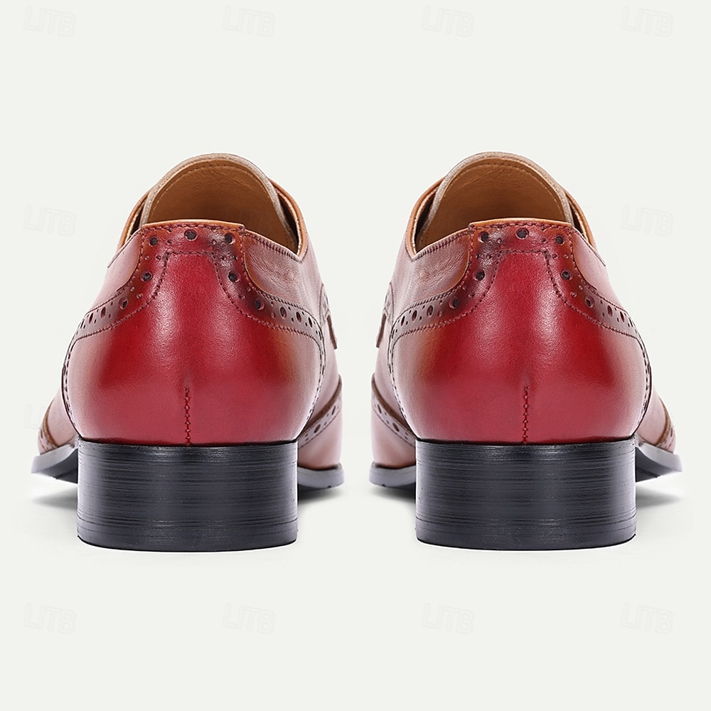scarpe brogue da uomo in pelle di prima qualità - design sfumato rosso-marrone, calzature eleganti e alla moda per uomo, ideali per eventi formali, matrimoni e occasioni di lavoro del 2025 a $94.99 –P5