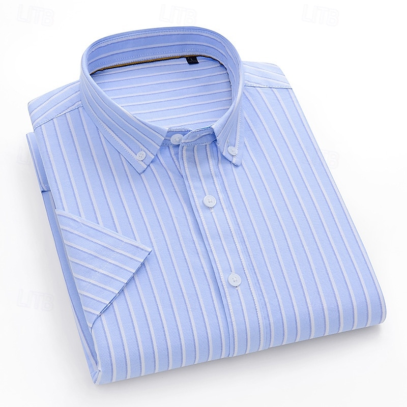 Per uomo Camicie Camicia abbottonata Camicia Oxford Camicia non stirabile Camicia a righe Matrimonio Esterno Verde chiaro Blu Viola chiaro Arancione Manica lunga Colletto alla francese Estate del 2025 a $31.99 –P1