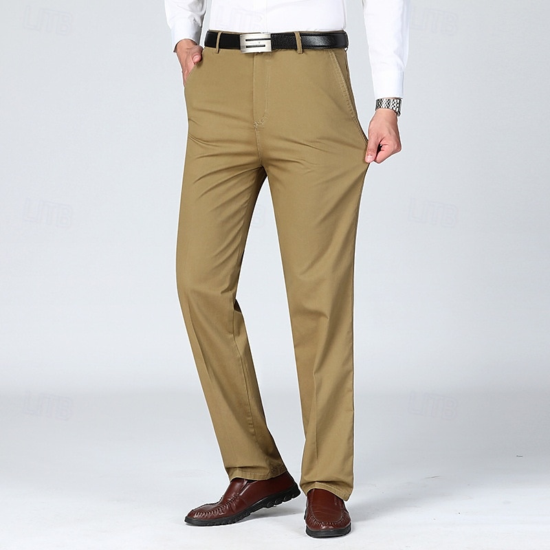 Herren Anzughosen Hose Hosen Chinesisch Chino Knopf Tasche Glatt Komfort Formal Party Arbeit Modisch Klassicher Stil Cachi scuro Hellkaki Mikro-elastisch 2025 - AU $33.49 –P19