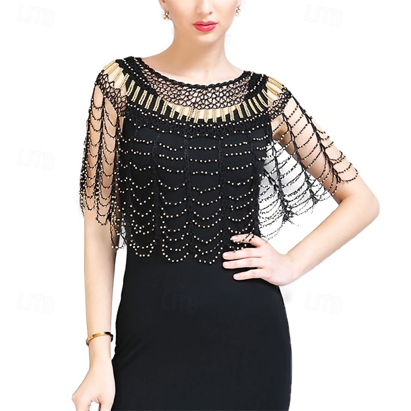 1920-tallet kvinner sjal wraps paljett perler brudesjal flapper aftenkappe 2025 - $26.99 –P1