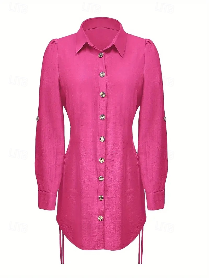 Women's Mini Dress Sexy Dress Elegant Daily Regular Fit Solid Color Long Sleeve V Neck Wine Fuchsia Green Dark Blue Fall 2025 - $22.99 –P6