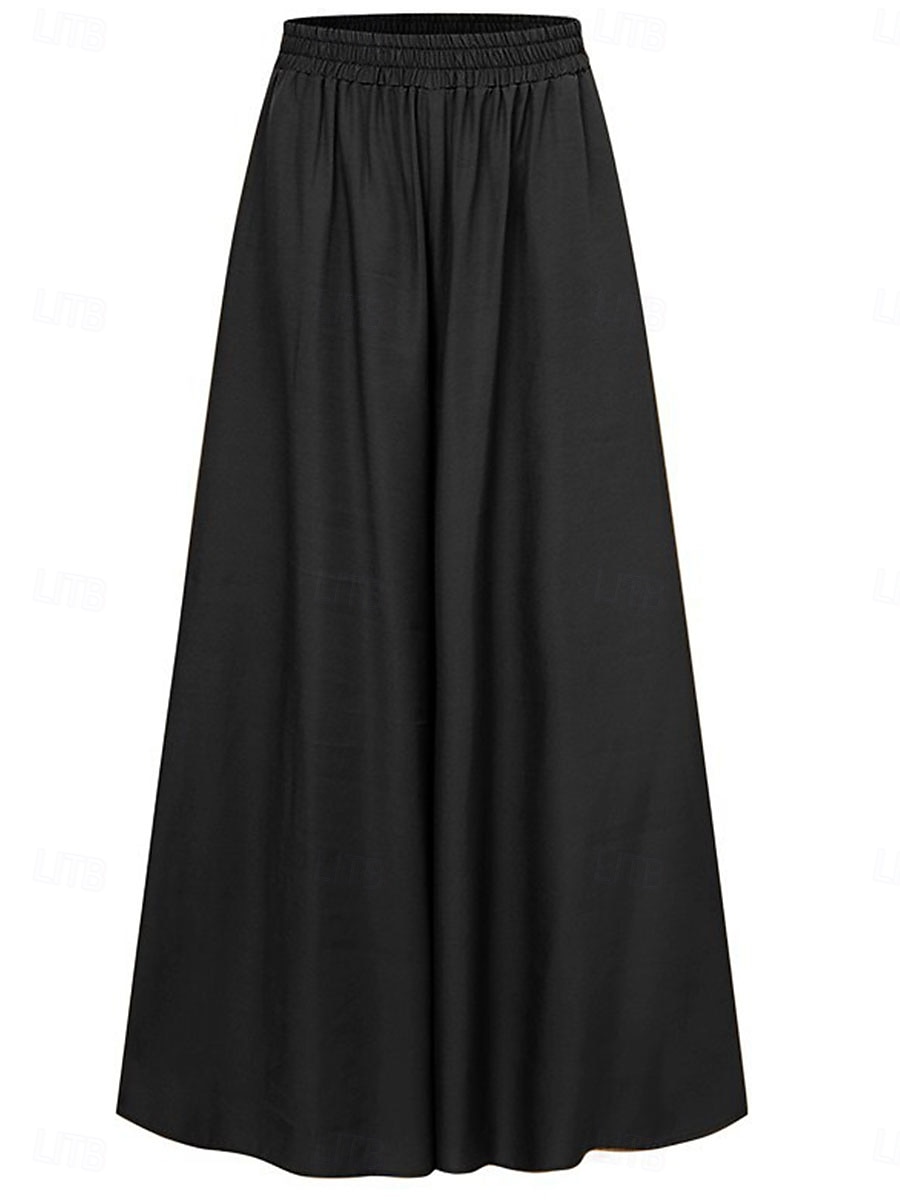 Women's Culottes Wide Leg Chinos Fashion Streetwear Full Length High Waist Plain Elastic Waistband Comfy Soft Comfortable Micro-elastic Outdoor Street Camel Robin's Egg Blue Black Summer Spring 2025 - $18.99 –P7