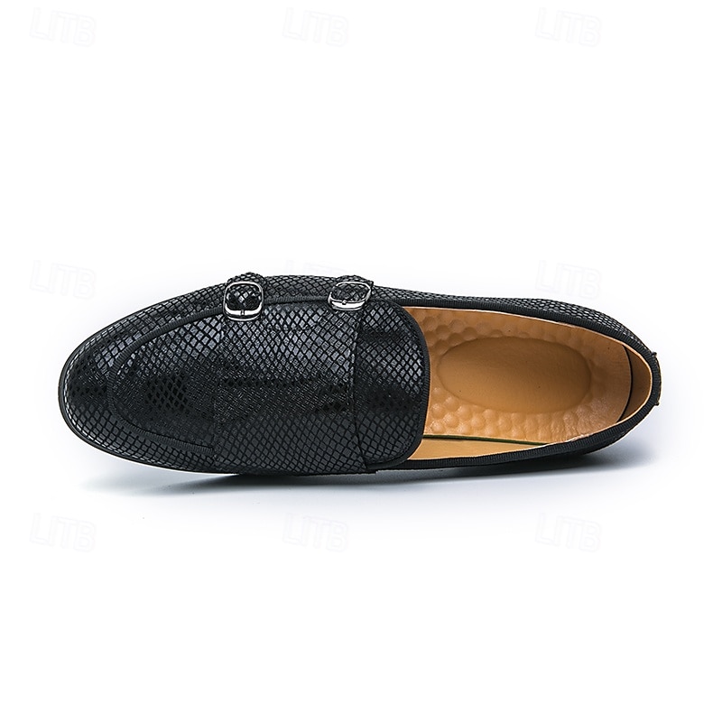 mocassini da uomo firmati con doppia fibbia, tomaia in mesh testurizzato, scarpe casual eleganti per il lavoro e le occasioni speciali del 2025 a $42.99 –P5