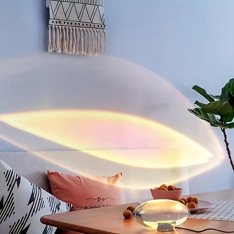 مصباح زخرفي كريستالي led مزود بمنفذ USB مصباح ليلي مزود بقوس قزح وغروب الشمس وإضاءة ملونة RGB لتزيين الغرفة هدية فريدة للأصدقاء 2025 - $50.99 –P7