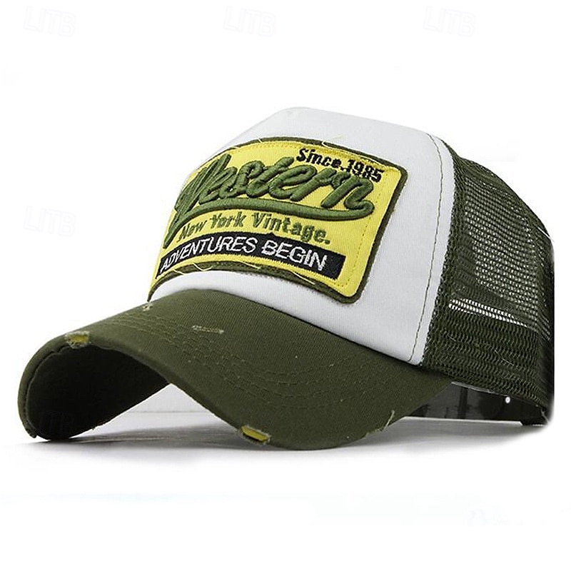 Men's Baseball Cap Sun Hat Trucker Hat Mesh Cap Black Yellow Cotton Adjustable Fashion Daily Wear Festival Letter Embroidery Casual / Daily 2025 - $7.99 –P8
