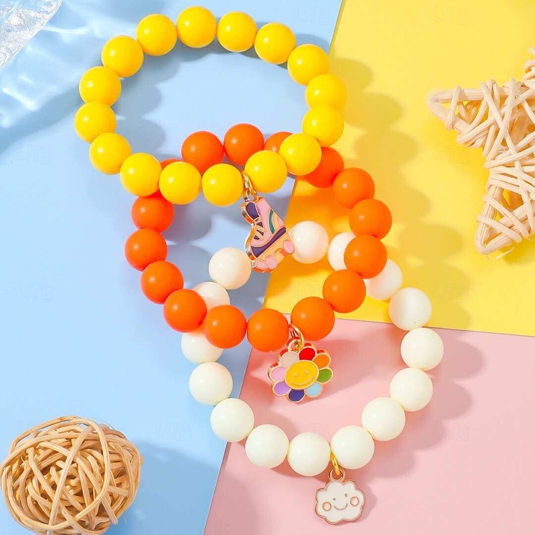 3-teiliges Set mit süßen Sonnenblumen- und Regenbogen-Charm-Perlen mit Einhorn- und Sonnenblumen-Regenbogen-Armbändern 2025 - $11.49 –P4