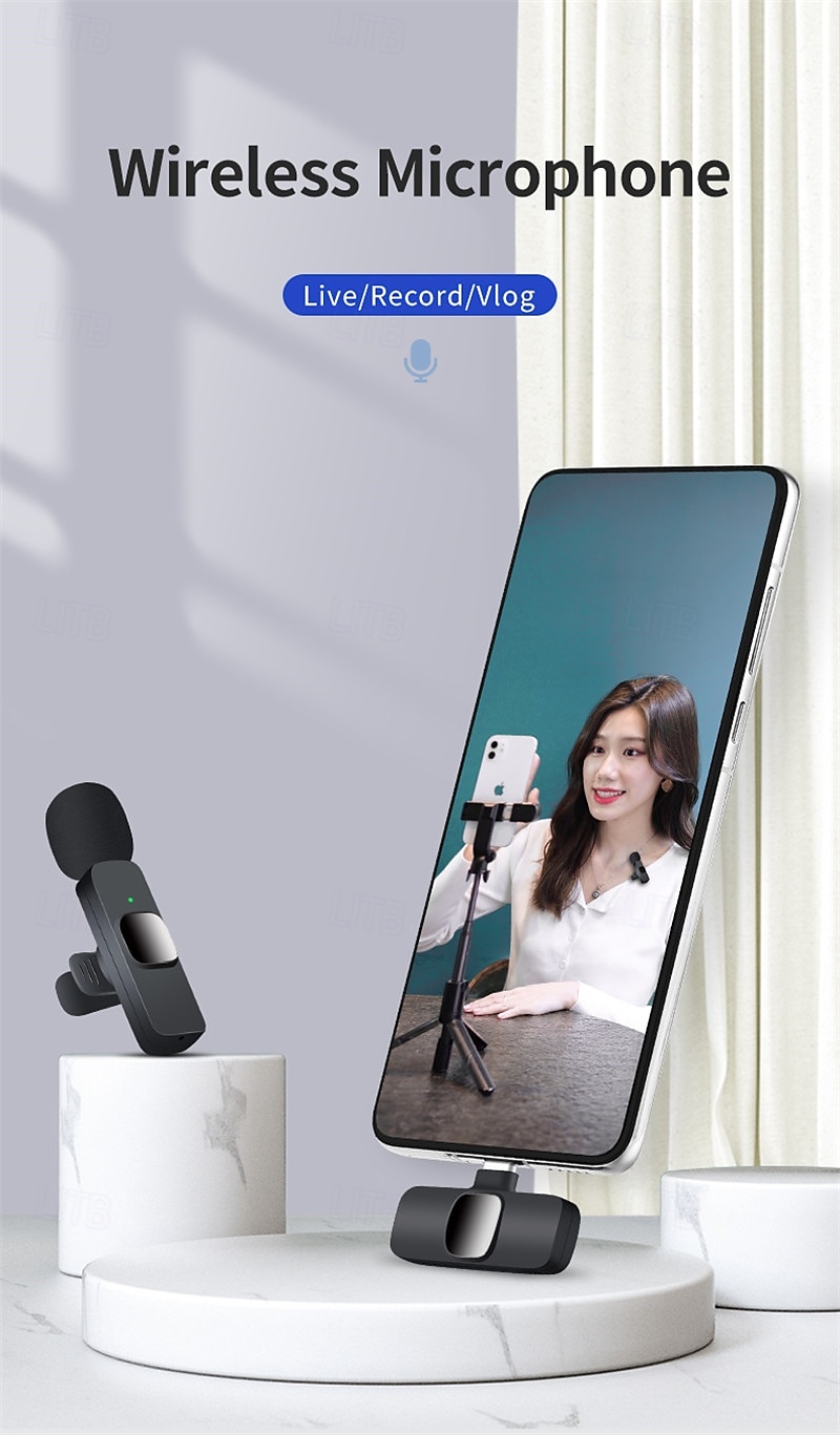 2.4G Wireless Lavalier Microphone Video Shooting Live Microphone Portable Audio Video Recording Mini Mic for IOS Android 2025 - $22.99 –P1