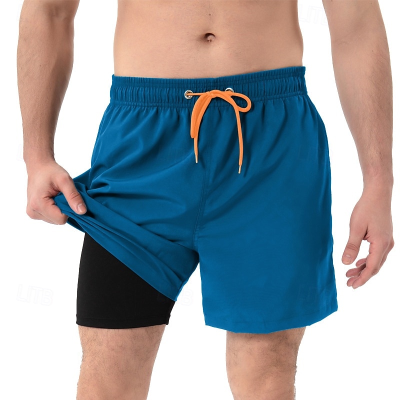Homens Calção Justo de Natação Shorts de Natação Bermuda de Surf Calças Com Cordão Com bolsos Natação Surfe Praia Esportes Aquáticos Cor Sólida Verão Primavera de 2025 por $26.99 –P1