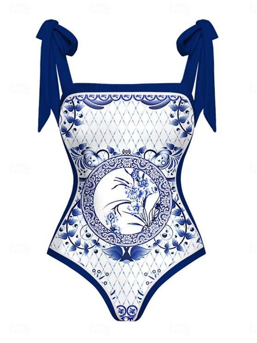 Women's Swimwear One Piece 2 Piece Skirt Swimsuit Backless Tummy Control High Waist Slim Vacation Beach Wear Floral Scoop Neck Sleeveless Bathing Suits 2025 - $48.99 –P6