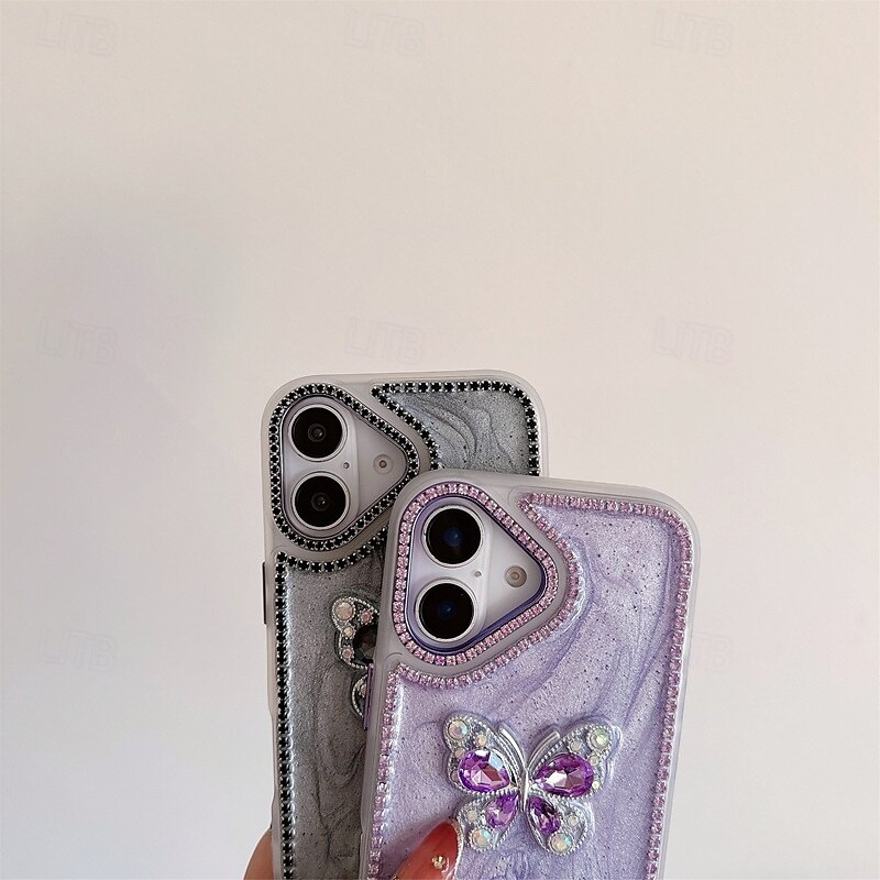 Phone Case For iPhone 16 iPhone 16 Pro iPhone 16 Pro Max iPhone 15 iPhone 15 Pro Max iPhone 14 Pro Max iPhone 13 12 Pro Max Back Cover with Wrist Strap Bling Glitter Shiny Shockproof Retro Silicone 2025 - $19.99 –P4