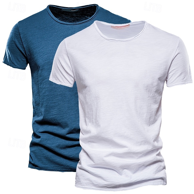 Homens Camiseta T-shirt Camiseta de bambu Manga Curta Gola Redonda Verão Tecido Moda Designer Básico Estilo Clássico Férias Rua Para Noite Preto+ Cáqui Branco+Verde Exército Azul+Caqui Top Tee para de 2025 por $27.99 –P9