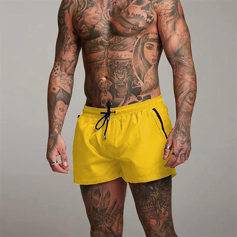 Homens Calção Justo de Natação Shorts de Natação Bermuda de Surf Calças Com Cordão Com bolsos Natação Surfe Praia Esportes Aquáticos Cor Sólida Verão Primavera de 2025 por $16.99 –P8