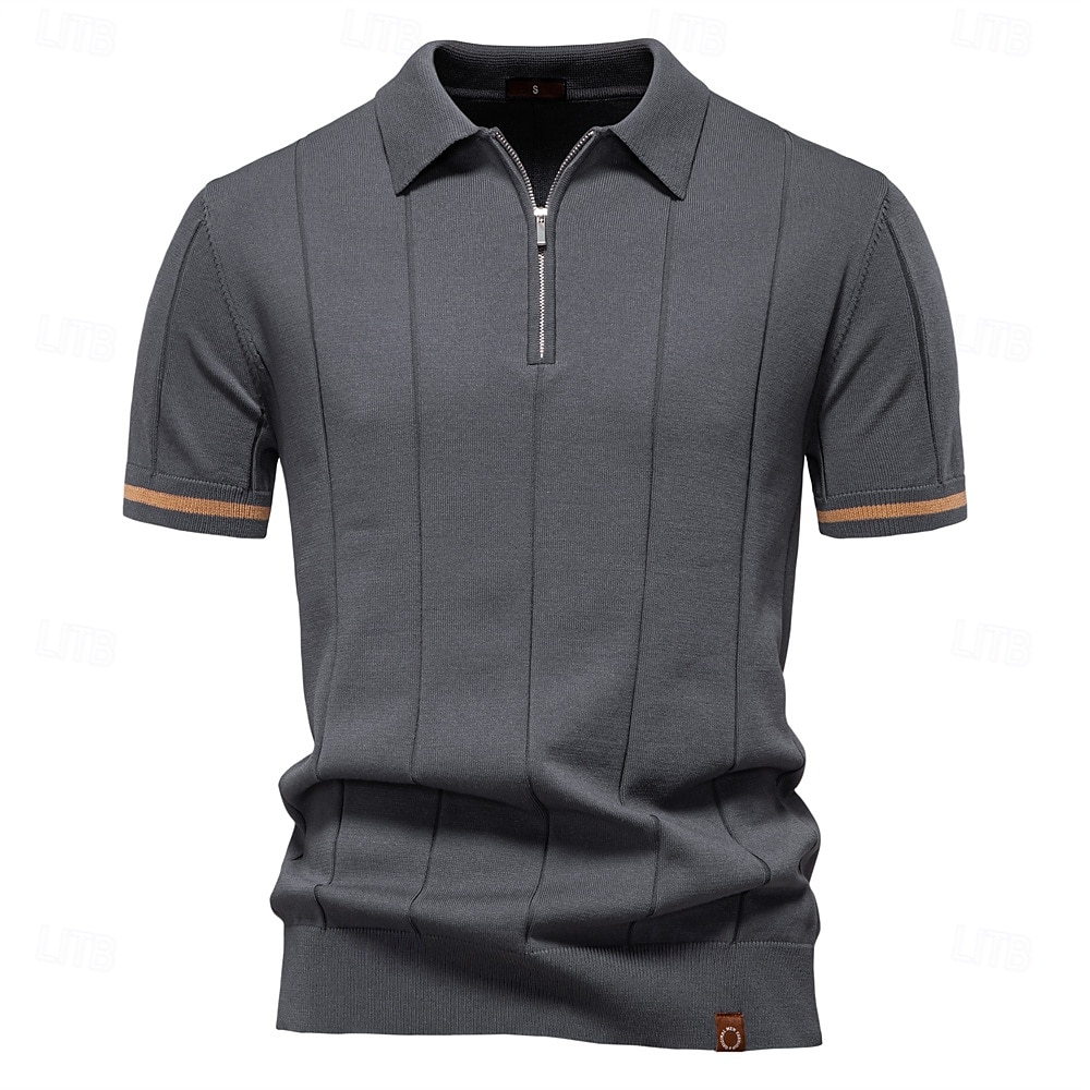 Miesten Polo Neulo poolo Muodollinen Työ Sänkyjen avaus Neljänneksen postinumero Lyhythihainen Yhtenäinen väri Sulkea jnk vetoketju Kevät Tumman harmaa Musta Valkoinen Laivaston sininen Khaki Harmaa 2025 - $27.99 –P24