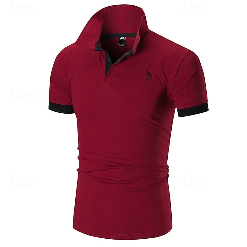 Per uomo Polo Camicia da golf Golf Informale Sport Classico Manica corta Essenziale Color Block Cervo Pulsante frontale Estate Primavera Standard Marrone Scuro Grigio scuro Nero Bianco Giallo Borgogna del 2025 a $12.99 –P4