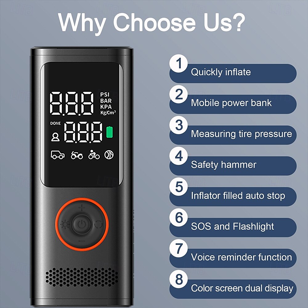 Tire Inflator Portable Air Compressor - tire inflator 25000mAh & 160PSI4X Fast portable air compressor with LCD Digital Tire 2025 - $96.99 –P11