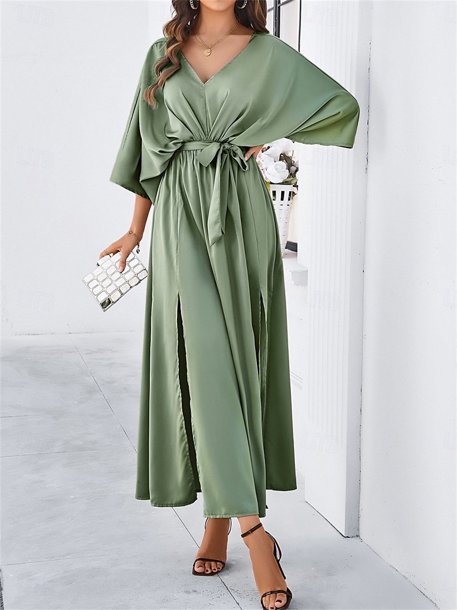 Rochie de absolvire pentru femei rochie maxi rochie de lucru rochie de petrecere casual formal manșon batwing vacanță formală petrecere regular fit grafic manșon scurt gât în V negru șampanie vin 2025 - $41.99 –P9