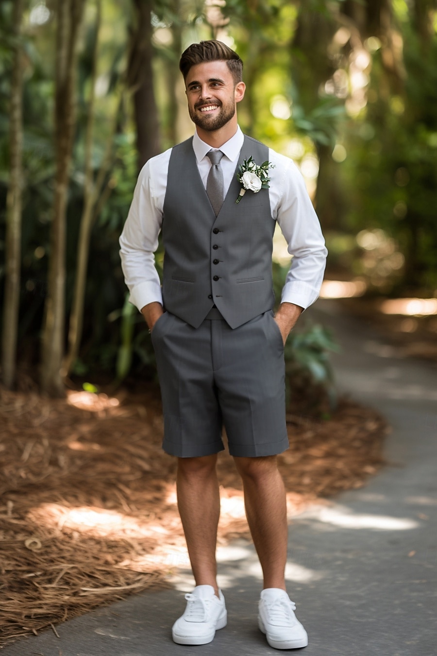 Herren Smokings Anzüge Strandhochzeit Frühlingshochzeit Himmelblau Hell Gray Frühling & Sommer Anzug Mode Lässig Einfarbig Figurbetonter Schnitt 2-teilig 2026 - $75.99 –P1