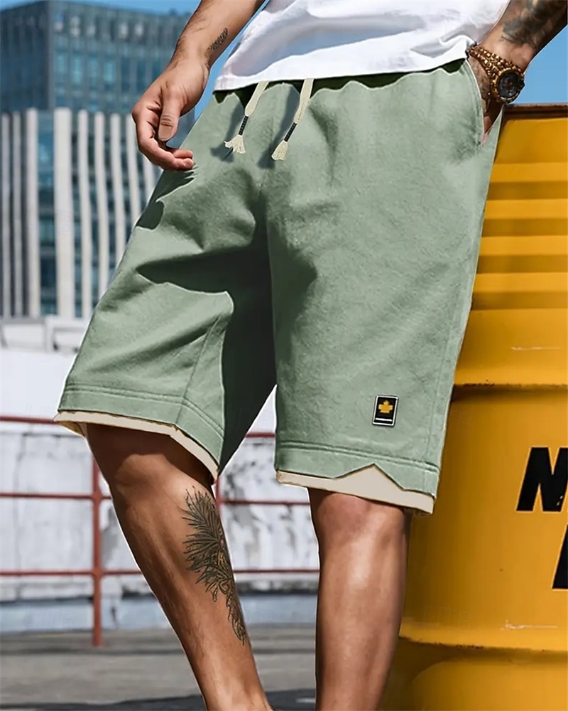 Per uomo Pantaloncini Pantaloncini estivi Pantaloncini casual Tasche A cordoncino Vita elastica Collage Comfort Traspirante Breve Esterno Da mare Sport Informale Nero Blu del 2026 a $12.49 –P1