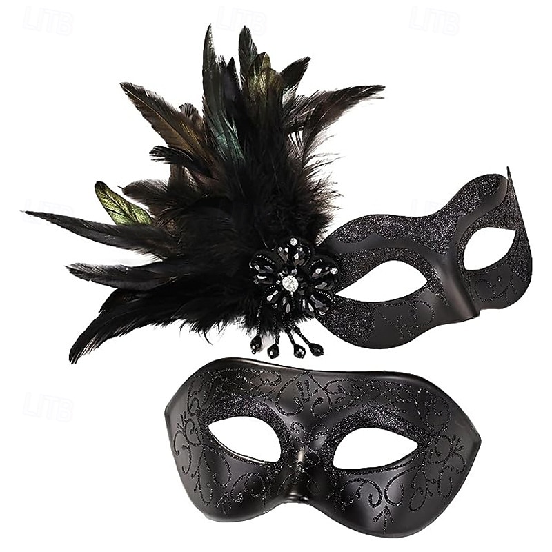 Karnevalsmaske Venezianische Maske Columbina Erwachsene Herren Damen Halbes Gesicht Party Maskerade Karneval von Venedig Karneval Einfaches Karnevalskostüm 2025 - $32.99 –P1