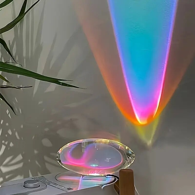 مصباح زخرفي كريستالي led مزود بمنفذ USB مصباح ليلي مزود بقوس قزح وغروب الشمس وإضاءة ملونة RGB لتزيين الغرفة هدية فريدة للأصدقاء 2025 - $50.99 –P6