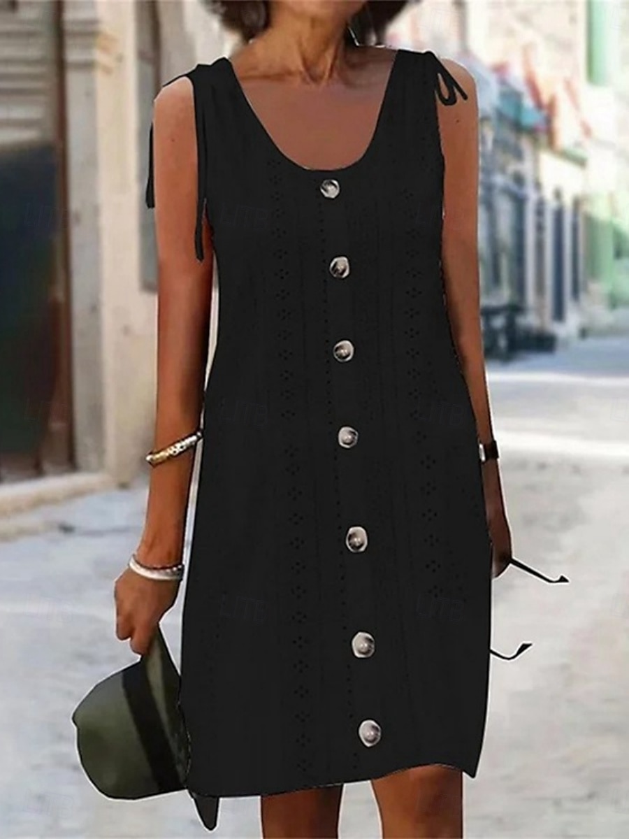 Pentru femei Rochie Mini Rochie albă Rochie de absolvire Rochie casual Rochie Tip Maieu De Bază Casual Vacanță Zilnic Fit regulat Simplu Fără manșon În V Negru Alb Roz Îmbujorat Albastru piscină Vară 2025 - $27.99 –P4