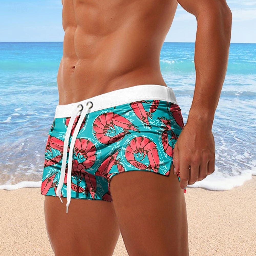 Men's Crab Shrimp Swim Trunks Swim Shorts Board Shorts Mid Waist 3D Print Hawaiian Surfing Holiday Beach Drawstring with Mesh lining Elastic Waist Designer Clothing Apparel 2025 - $19.99 –P1