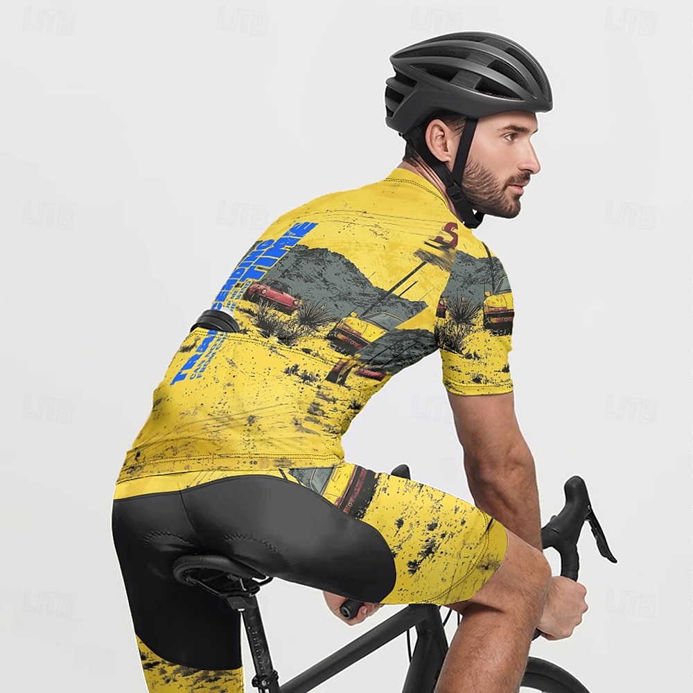 Men's Cycling Jersey Gradient Letter & Number Short Sleeve Bike Tee Tshirt Jersey with 3 Rear Pockets Mountain Bike MTB Quick Dry Anatomic Design Wicking Breathable Sports Yellow Blue Fuchsia 2026 - $25.99 –P3