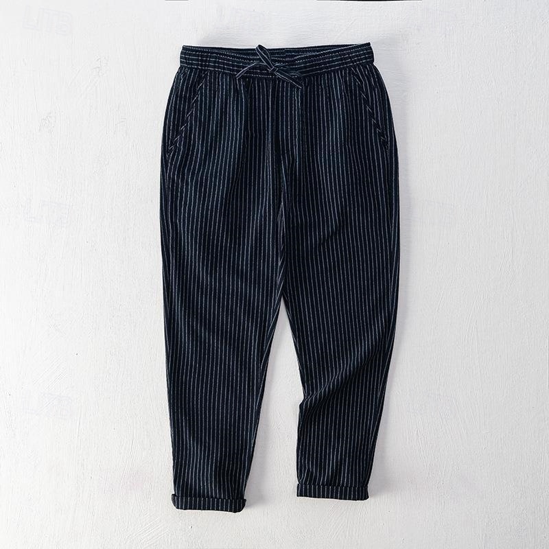 Herr Långbyxor Casual byxor Ficka Snörning Elastisk midja Rand Komfort Andningsfunktion Semester Dagligen Helgdag Mode Streetwear Svart Vit 2025 - $30.99 –P7