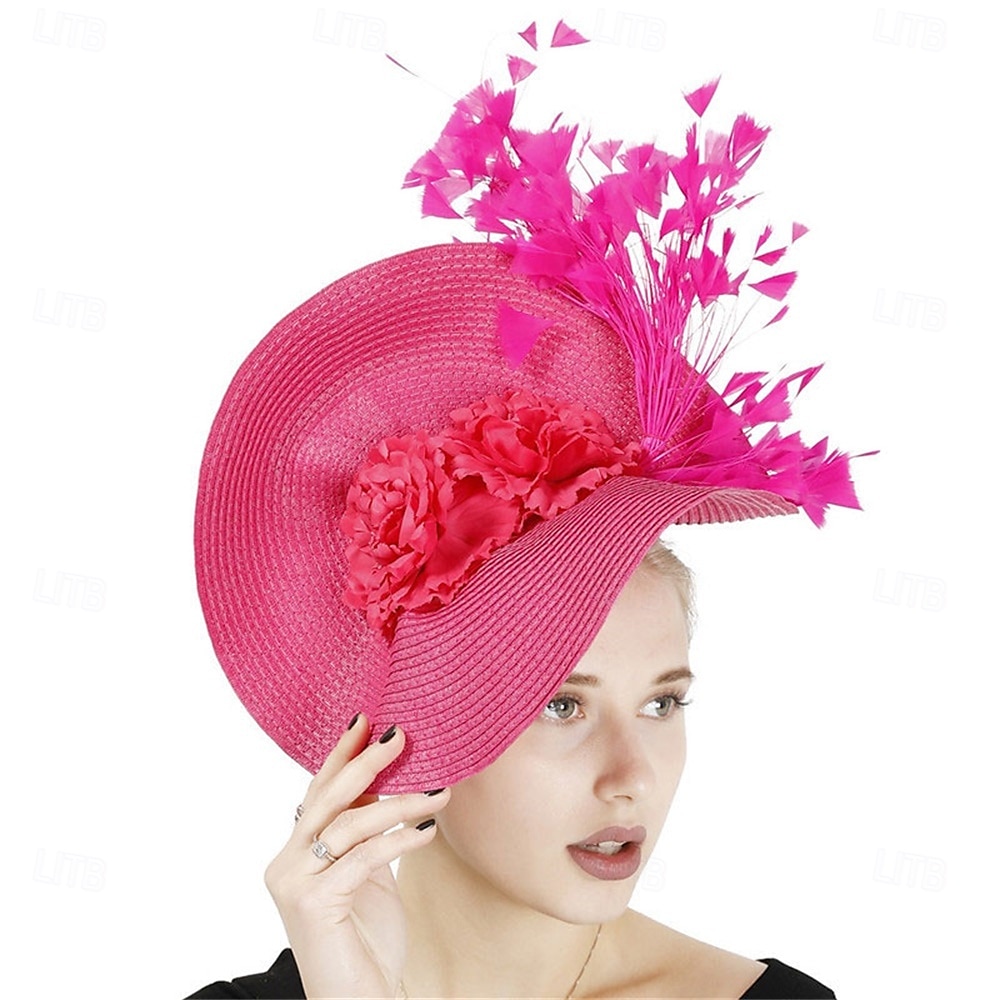 berretto Poliestere Cappello Fedora Corsa di cavalli Elegante Vintage Con Fantasia floreale Copricapo Copricapo del 2025 a $29.99 –P12