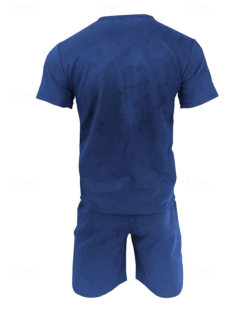 Homens Conjunto de treino Moletom Camiseta e shorts Conjunto Conjunto de roupas Gola Redonda Ao ar livre Diário Esportes Bolsos Com Cordão 2 Peças Côr Sólida Vermelho Vinho Azul Royal Verde Poliéster de 2025 por $41.99 –P9