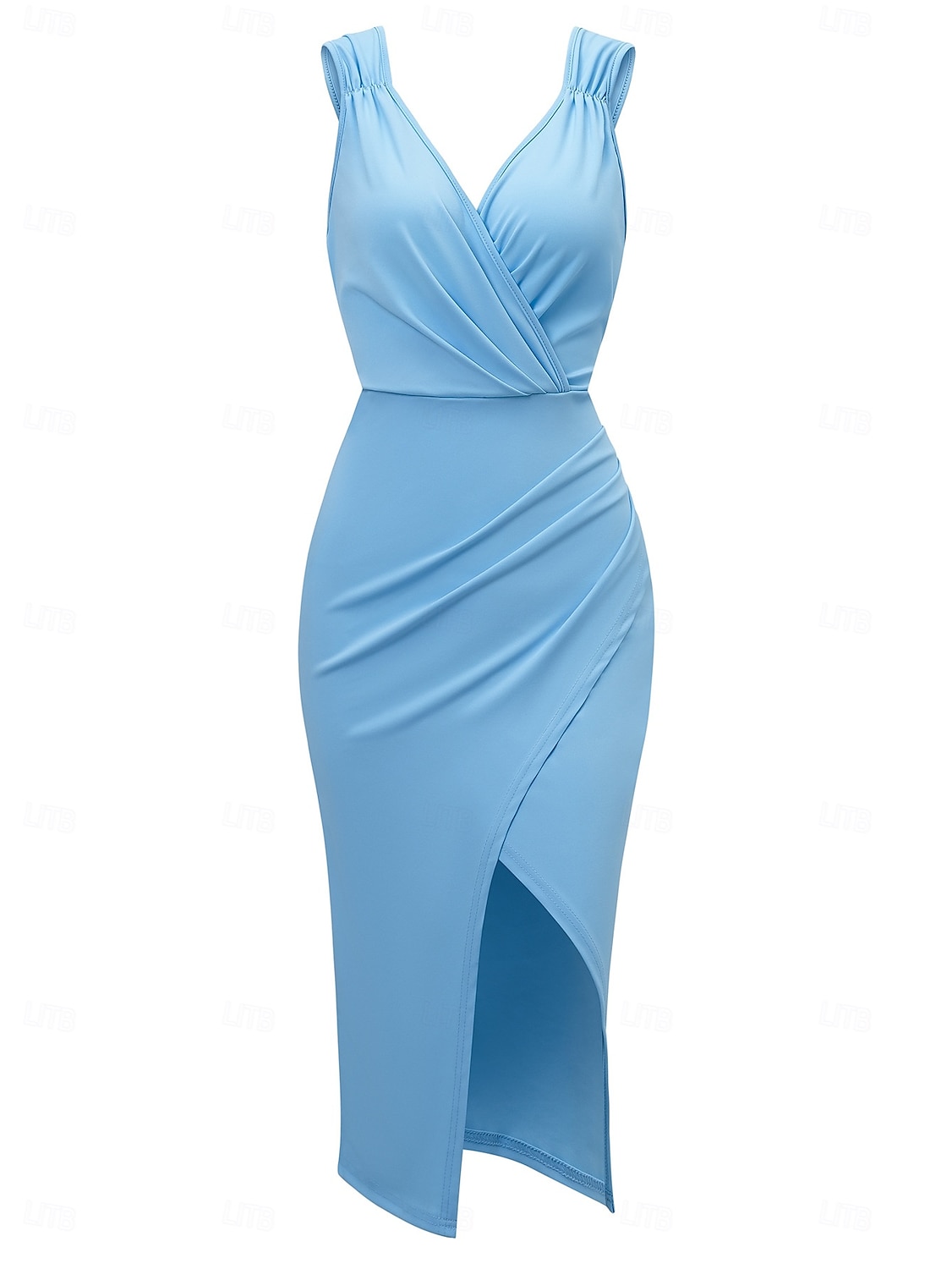 Robe Midi Femme Robe d'Été Uni Robe Bodycon Hors des Épaules Robe Semi-Formelle Invité de Mariage Cocktail Soirée Ajustement Normal Graphique Sans Manches Col V Noir Vert Bleu Clair de 2025 ? $32.99 –P21