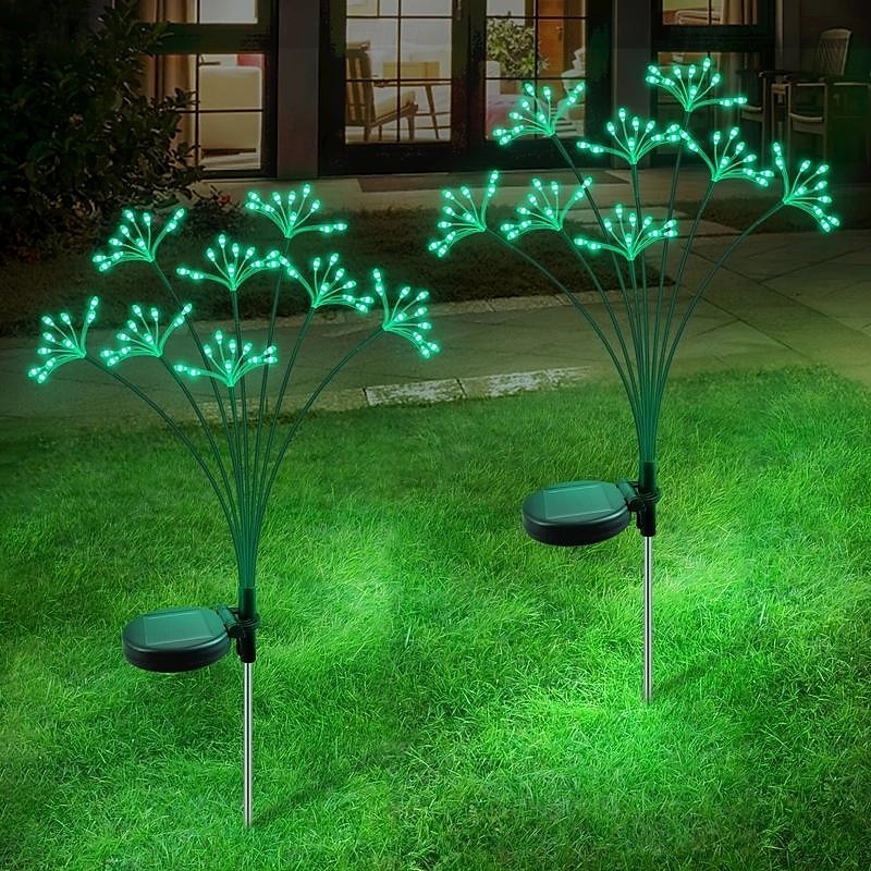 2 sztuki lamp solarnych z fajerwerkami, wodoodporne miedziane lampki świetlikowe w kształcie gwiazdek do ogrodu, na ścieżki, na wesele i na festiwal 2025 - $24.99 –P5