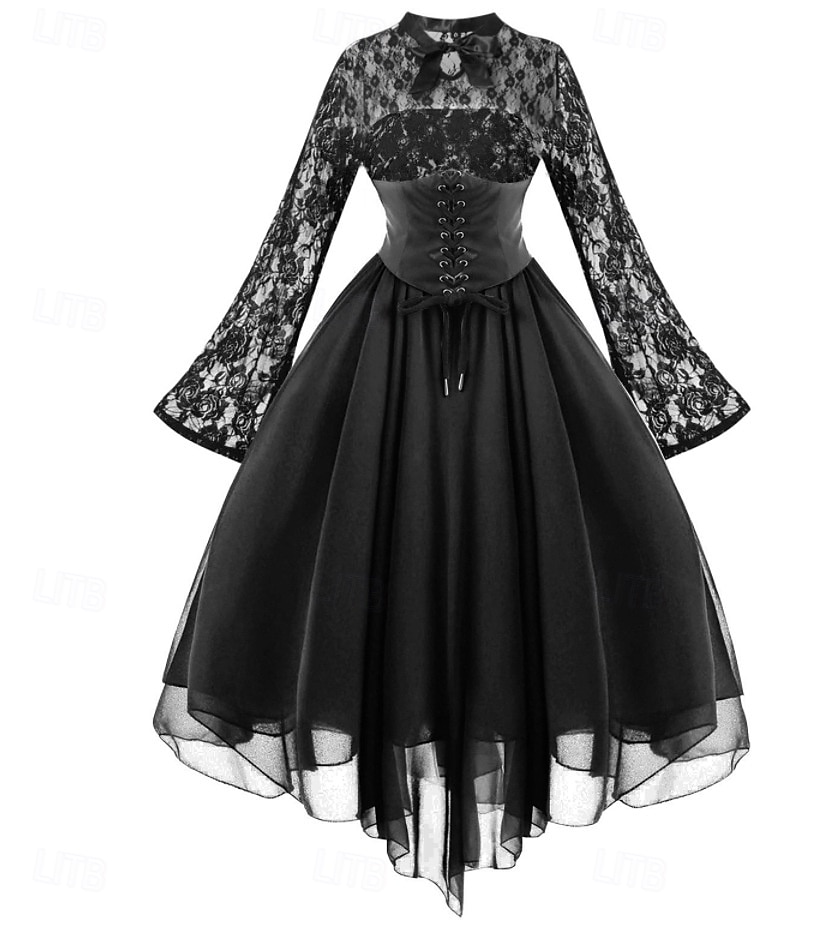 Retro Punk a gotika Šaty Maškarní Čerodějnice Krajka Maškarní kostým Dámské Fantazie Steampunk Valpuržina noc předvečer Všech svatých Karneval Plesová maškaráda předvečer Všech svatých Večírek Dospělé 2025 - $44.99 –P1