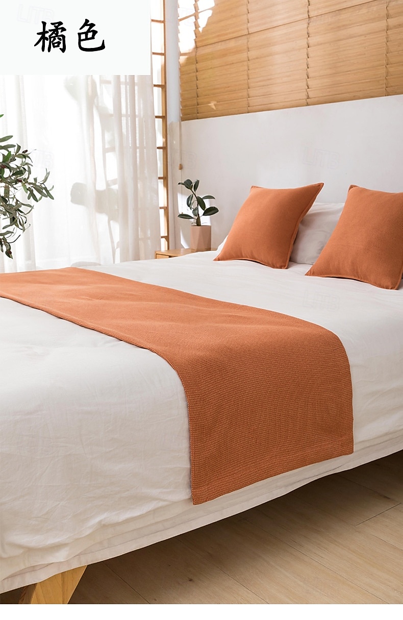 Cubre Pie de Cama Bufanda Decorativa de Cama Waffle para Hogar Hotel Edredones Bufandas Protección Moderna Sólida Cubre Pie de Cama para el Pie de la Cama Decoración de Dormitorio 2025 - $13.99 –P1